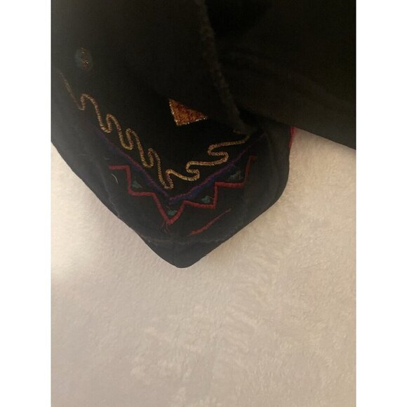 Jou Jou WESTERN COLORFUL COWBOY BOOT PATCHWORK FUNKY BLACK VEST Womens Large - Picture 9 of 9